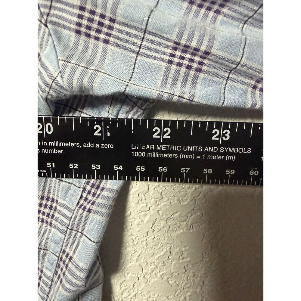 Johnston & Murphy Classic Fit Plaid Button Down Shirt L Large Light Blue Cotton - Picture 7 of 10